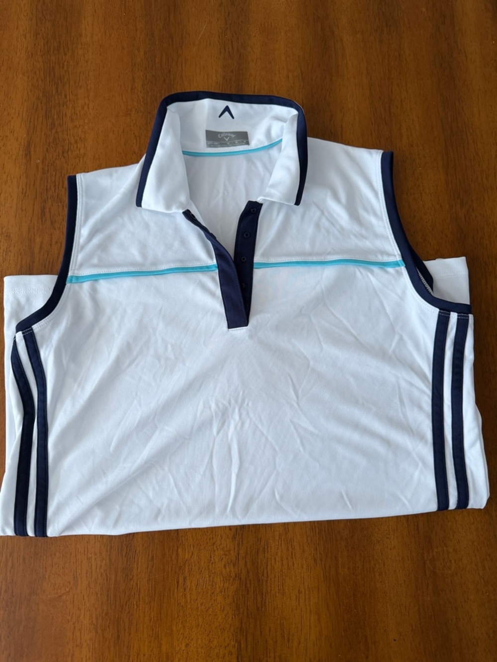 Callaway White Navy Accent Sleeveless Golf Polo Tank
